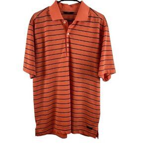 Callaway Golf Polo Shirt Men's Large Performance Short Sleeve Orange Striped